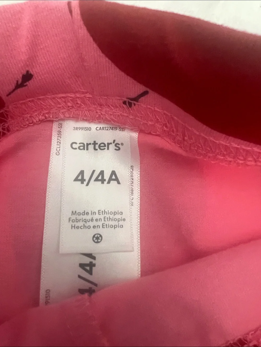 Carter's Pink Leggings with Red Heart Pattern